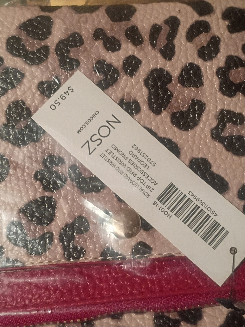 Chicos Leopard Print Wallet Clutch in Pink with Fuchsia Trim